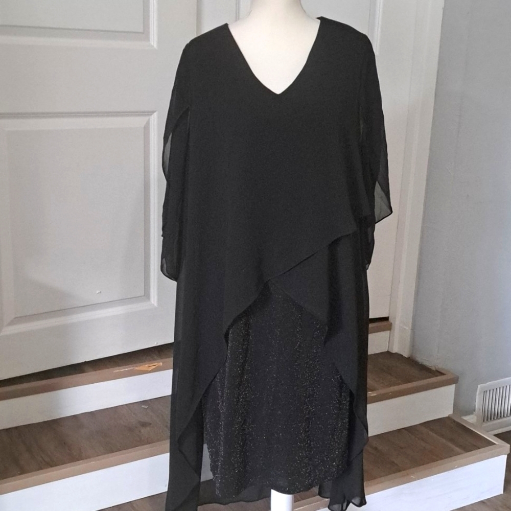 Hanna Nikole Sleeveless Cape Dress  Chiffon Overlay Bodycon Pencil Dress 20W NWT